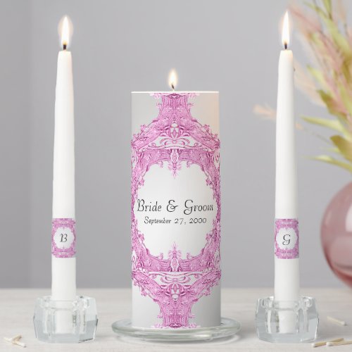 Pink Decorative Floral Unity Candle Set