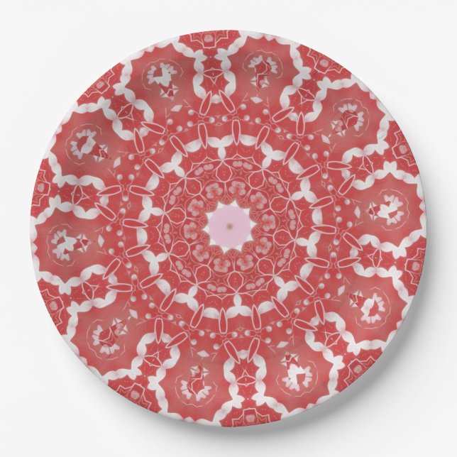 Pink Decorative Holiday Paper Plate (Front)