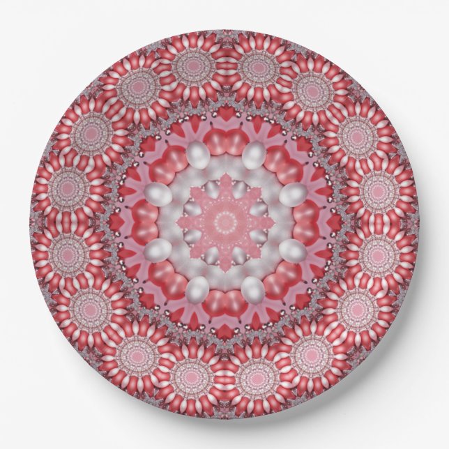Pink Decorative Holiday Paper Plate (Front)