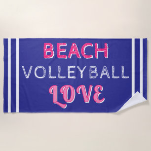 Pink Deep Blue Beach Volleyball Love Towel