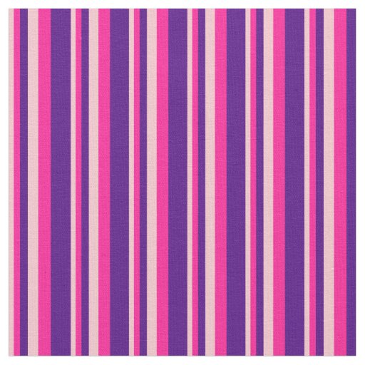 Pink, Deep Pink, and Indigo Colored Stripes Fabric