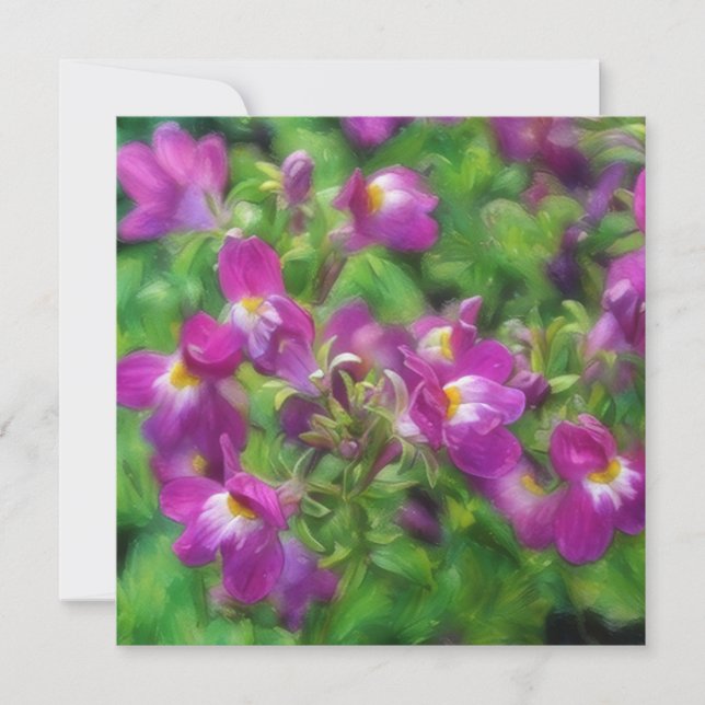 Pink Deep Pink Snapdragon Floral Art Note Card (Front)