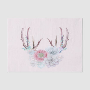 Pink Deer Antlers Flowers Succulent Garden Tissue Paper
