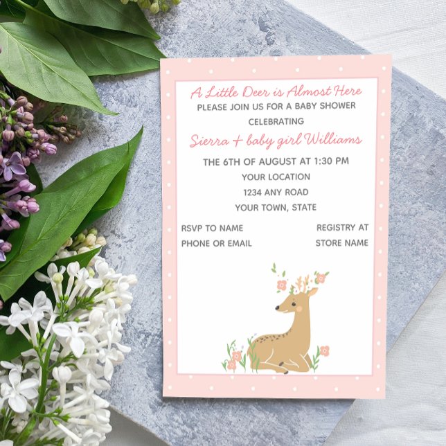 Pink Deer Baby Shower Invitation (Creator Uploaded)