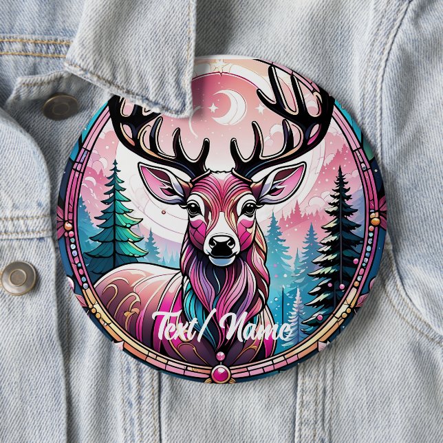Pink Deer Buck Stain Glass Design Pin  (In Situ)
