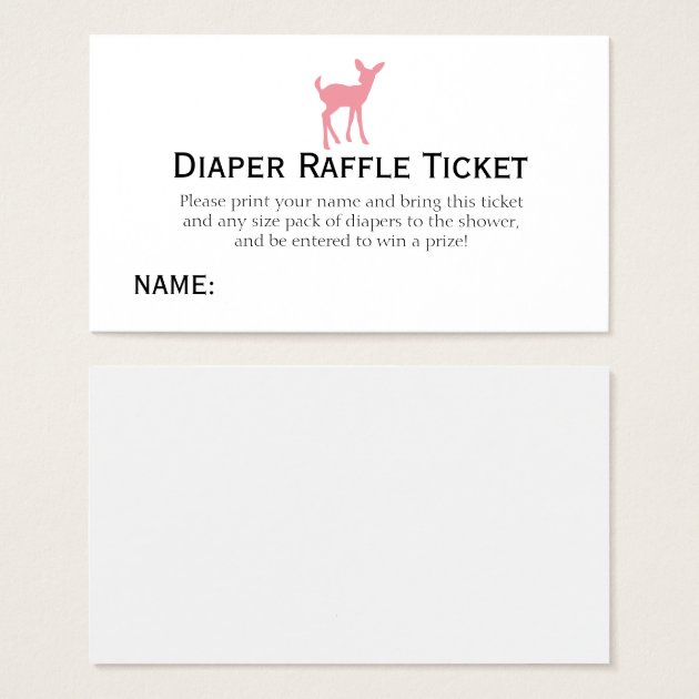 Pink Deer Diaper Raffle Ticket Girls Baby Shower