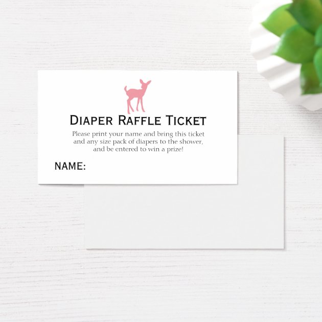 Pink Deer Diaper Raffle Ticket Girls Baby Shower