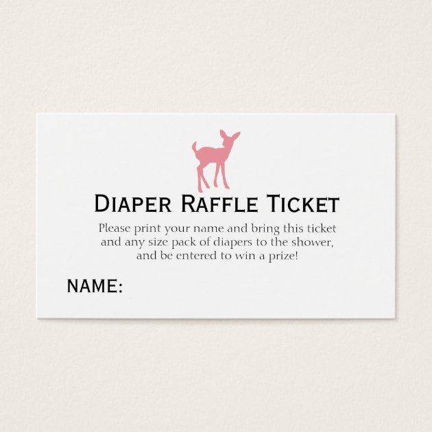 Pink Deer Diaper Raffle Ticket Girls Baby Shower