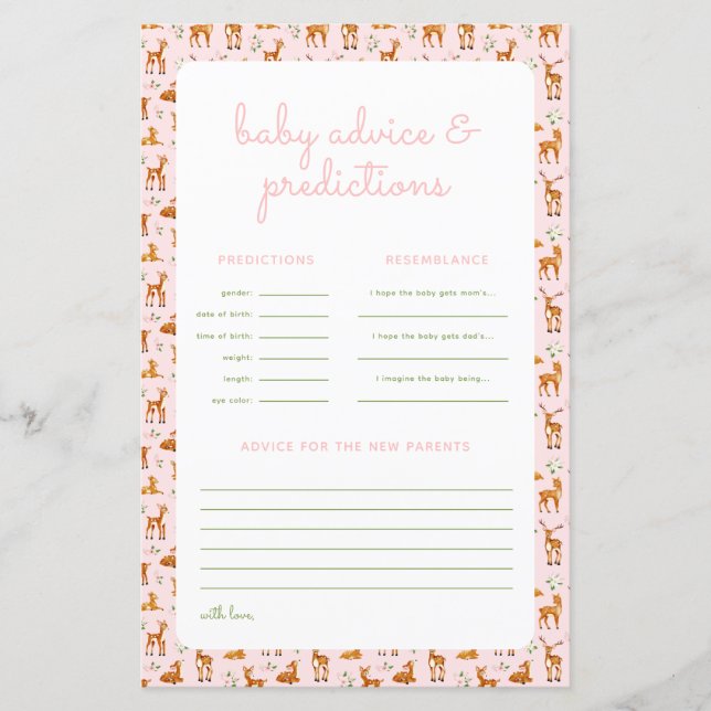 Pink Deer Family Traditions & Prediction Game (Front)