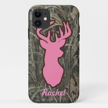 Pink Deer Head Camo Iphone Case by RelevantTees at Zazzle