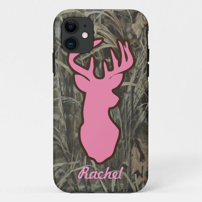 Pink Deer Head Camo iPhone case (Back)
