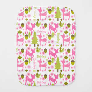 Pink Deer Personalized Burp Cloth