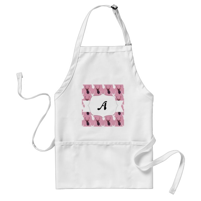Pink Deer Seamless Pattern Adult Apron (Front)