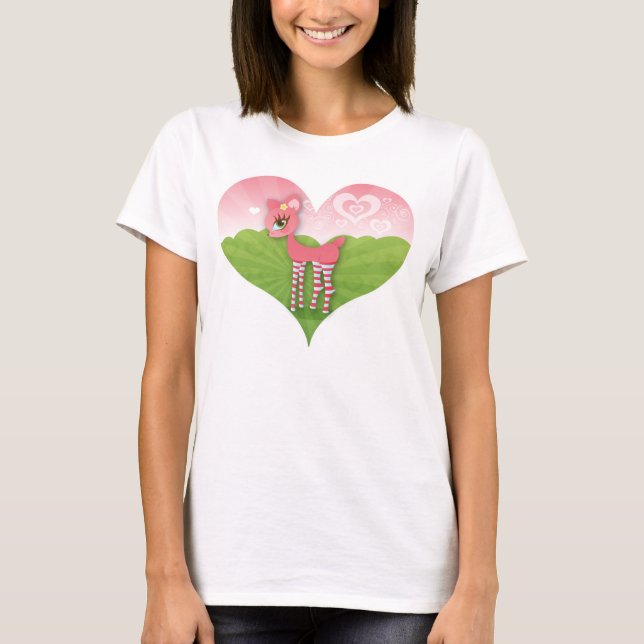 Pink Deerie Heart Tee (Front)
