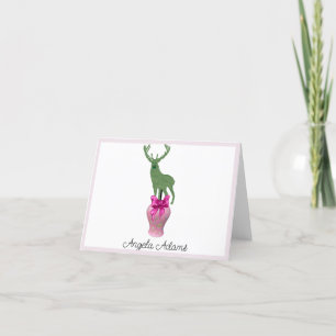 Pink DeerTopiary Ginger Jar Jars  Letterpress Thank You Card
