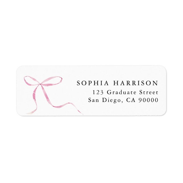 Pink Delicate Bow  Label (Front)
