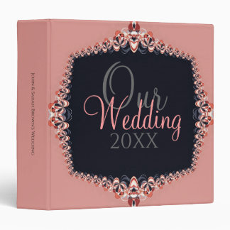 Pink Delicate Lace on Black Wedding Binder