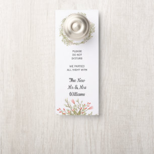 Pink Delicate meadow flower Wedding Do Not Disturb Door Hanger