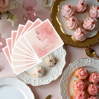 Pink Delicate Minimalist Woman Happy Women's Day Napkins