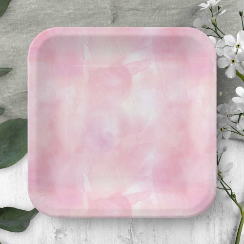 pink delicate watercolor texture paper plates