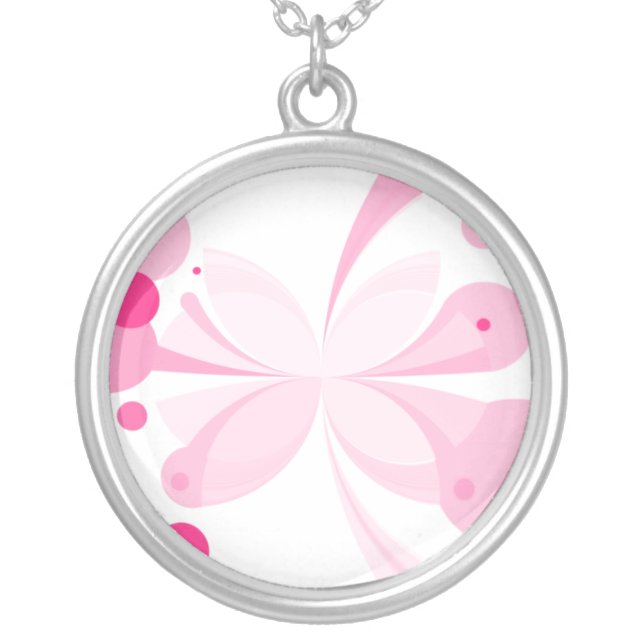 Pink Delight Abstract Butterfly Necklace (Front)