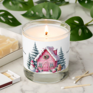 Pink Delightful Gingerbread House Candle