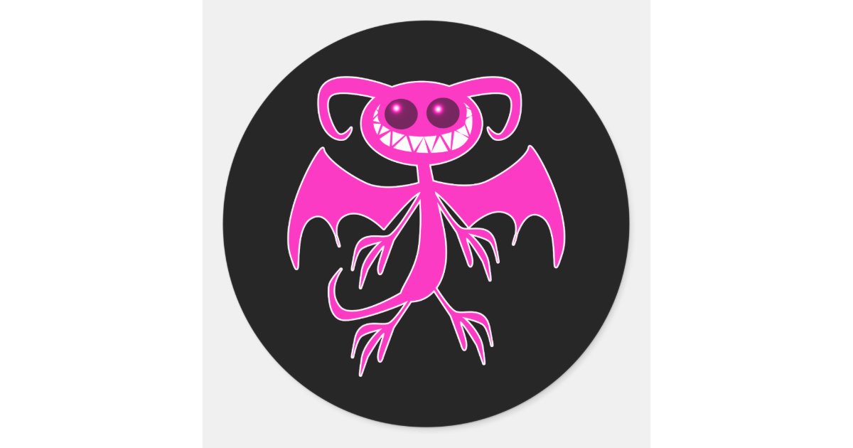 PINK DEMON CLASSIC ROUND STICKER | Zazzle