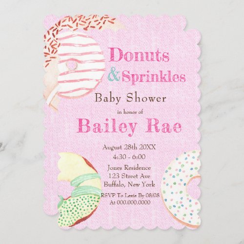 Pink Denim Donuts and Sprinkles Baby Shower 