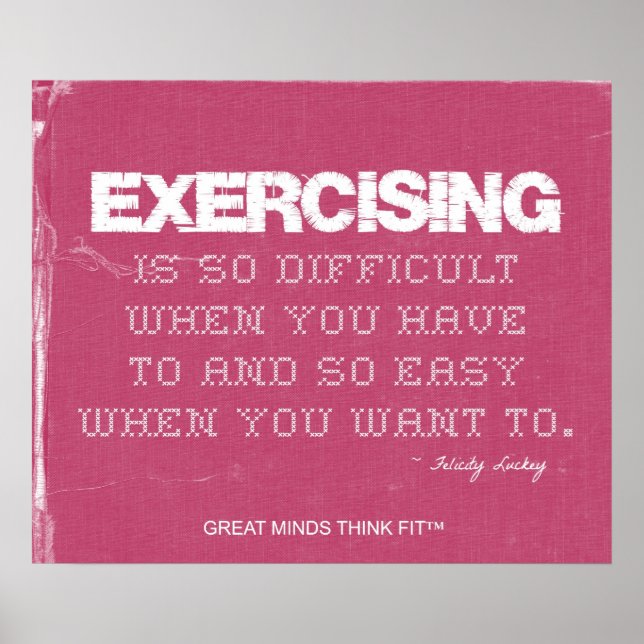 Pink Denim Fitness Quote for Exercise Motivation Poster (Front)