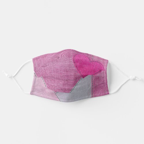 Pink Denim HeartCloth Face Mask with Filter Slot