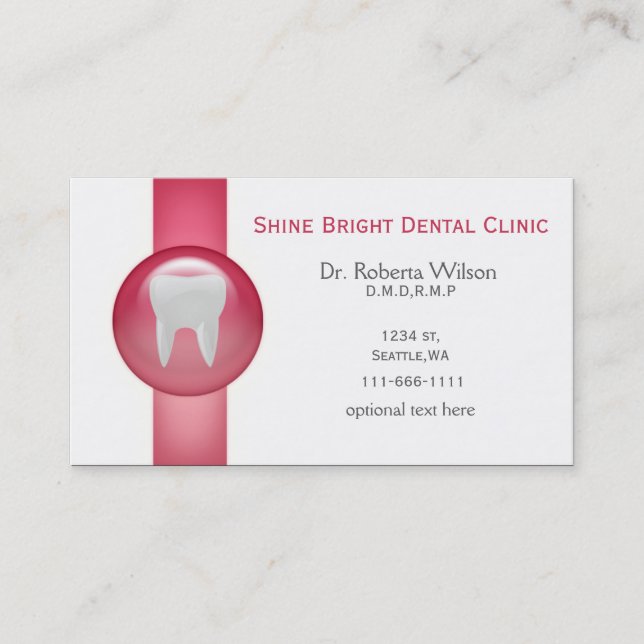 Pink Dental businesscards with appointment card (Front)