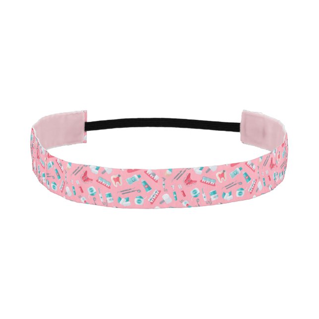 Pink Dental Pattern Athletic Headband (Front)