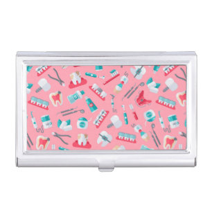 Pink Dental Pattern Business Card Case