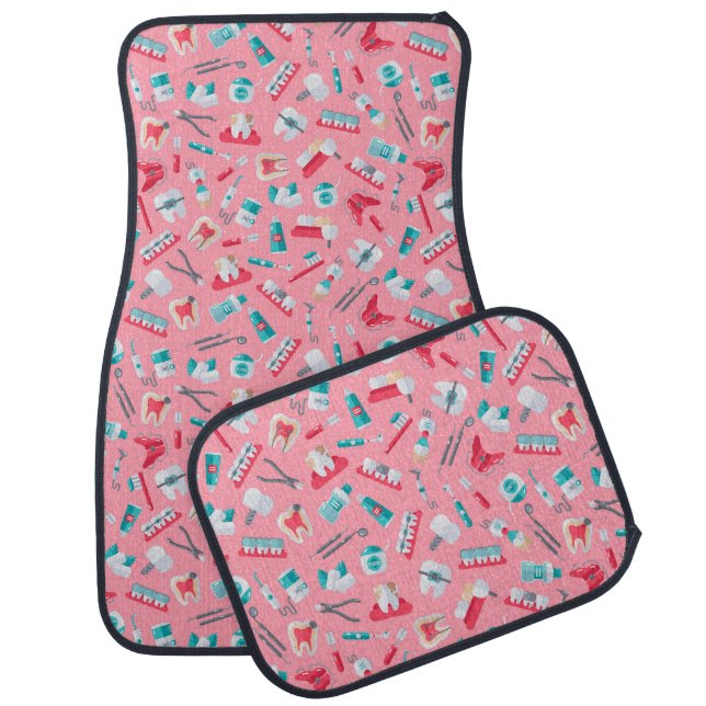 Pink Dental Pattern Car Floor Mat (Set)