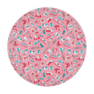 Pink Dental Pattern Cutting Board