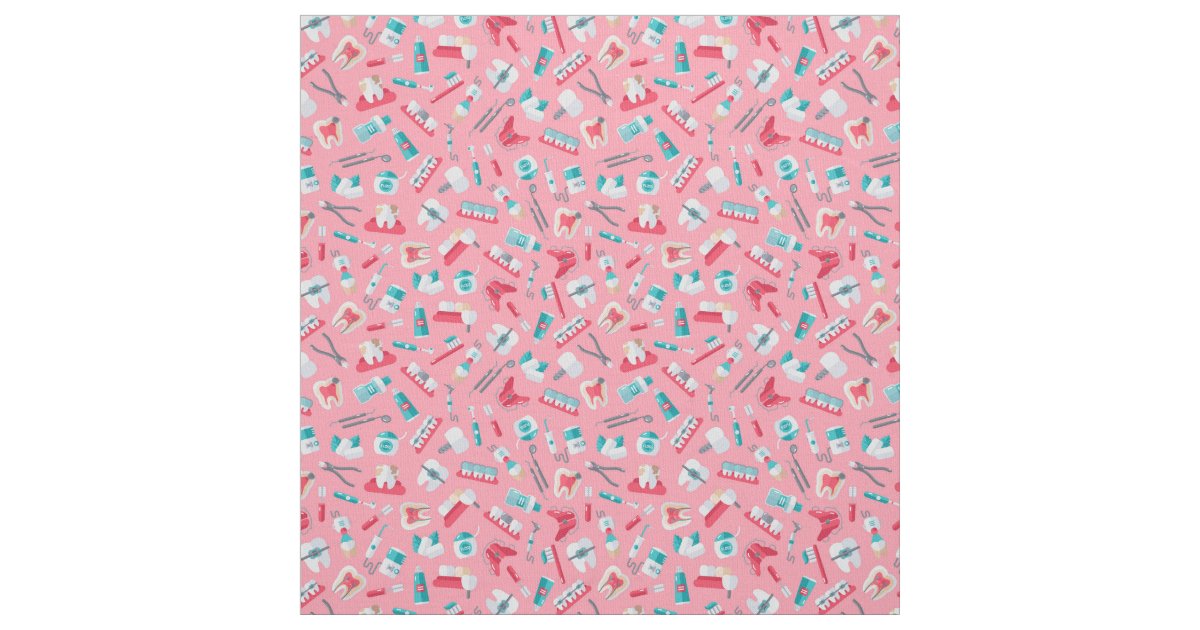 Pink Dental Pattern Fabric | Zazzle