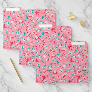 Pink Dental Pattern File Folder