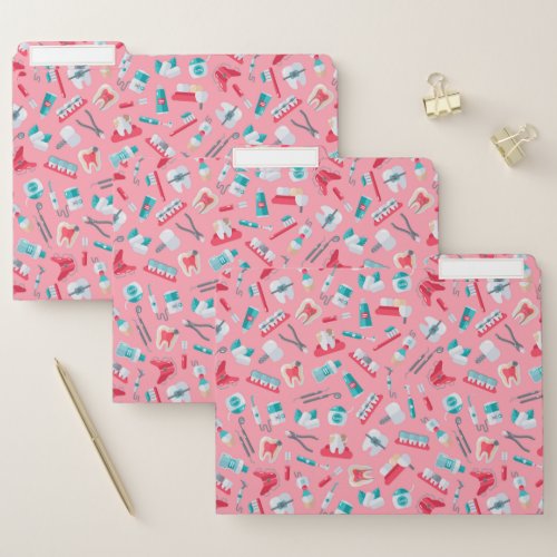 Pink Dental Pattern File Folder