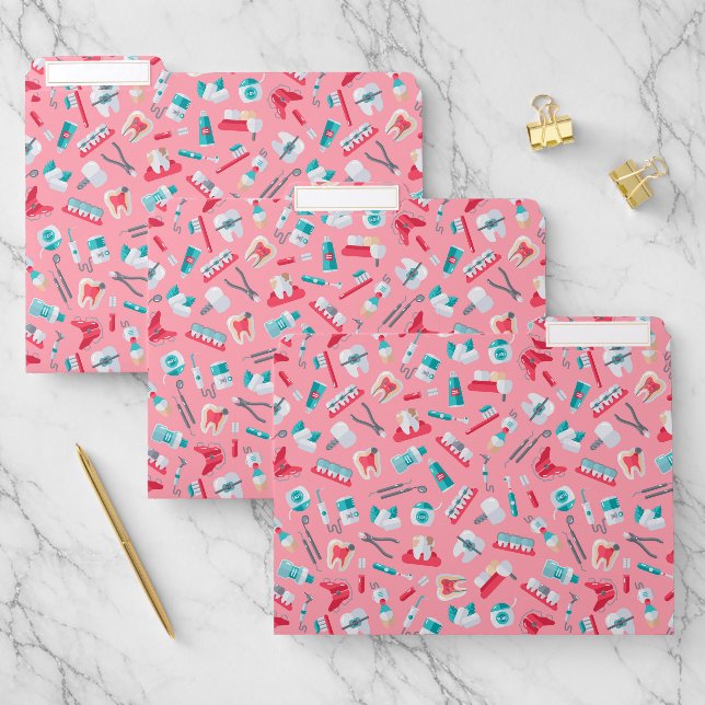 Pink Dental Pattern File Folder (Set)
