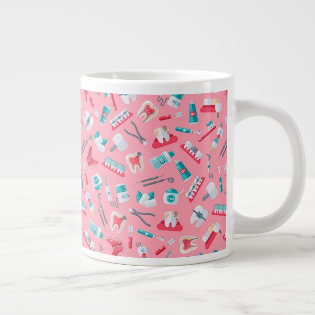 Pink Dental Pattern Giant Coffee Mug (Right)