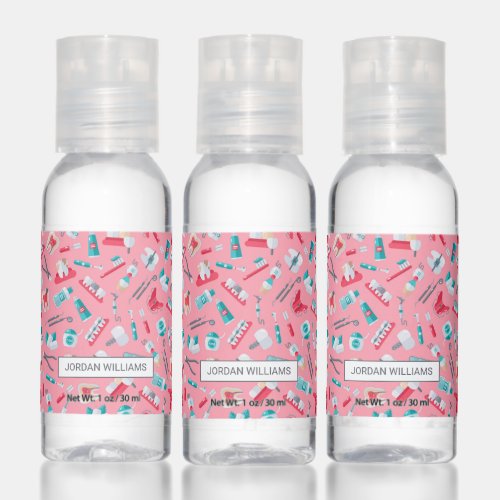 Pink Dental Pattern Hand Sanitizer