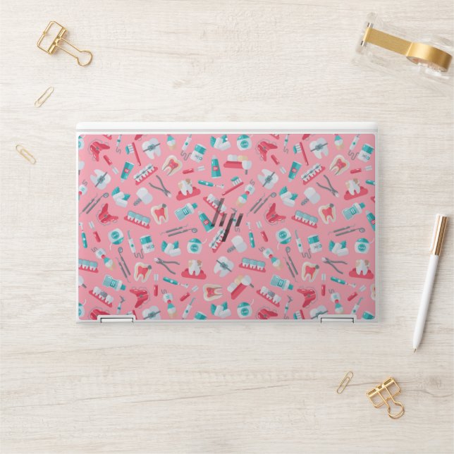 Pink Dental Pattern HP Laptop Skin (Desk)