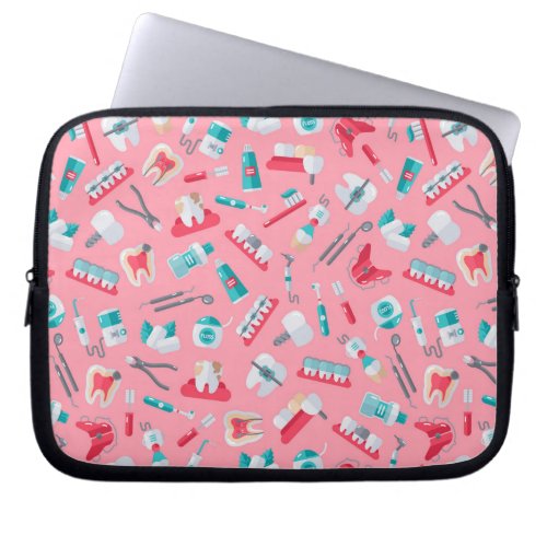 Pink Dental Pattern Laptop Sleeve