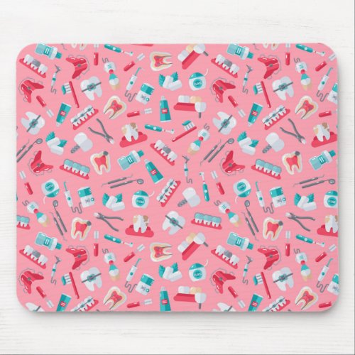 Pink Dental Pattern Mouse Pad