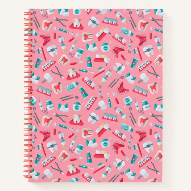 Pink Dental Pattern Notebook (Front)
