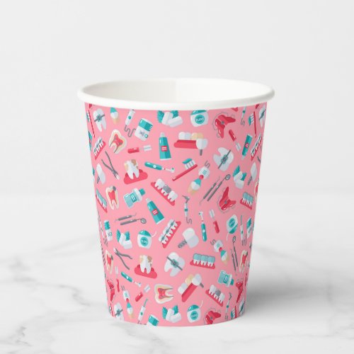 Pink Dental Pattern Paper Cups
