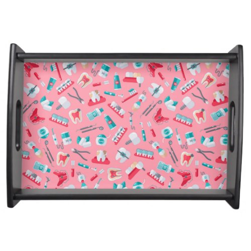 Pink Dental Pattern Serving Tray