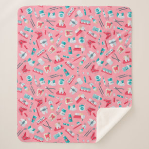 Pink Dental Pattern Sherpa Blanket