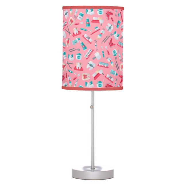 Pink Dental Pattern Table Lamp (Front)