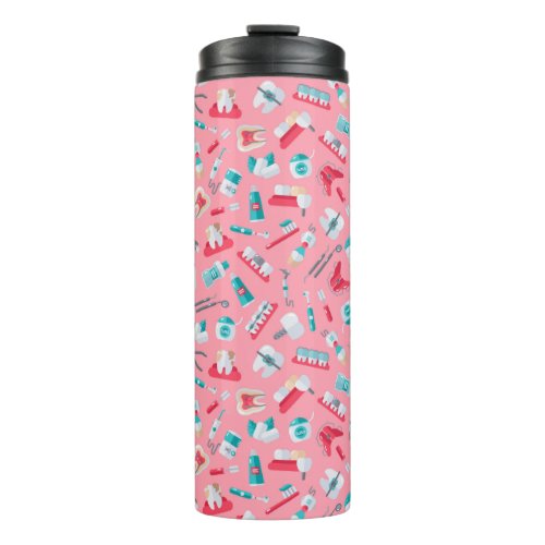 Pink Dental Pattern Thermal Tumbler